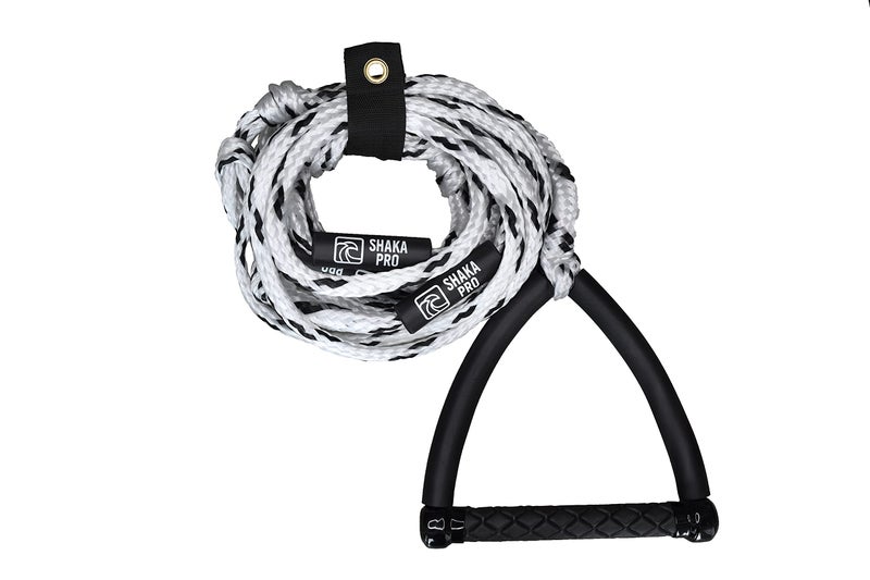 حبل Wakesurf بمقبض - حبل سحب بطول 25 قدم قابل للتعديل مع مقبض 10 بوصة (أبيض) - Image 1